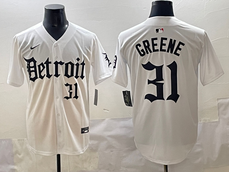 Men's Detroit Tigers Riley Greene #31 White Jersey
